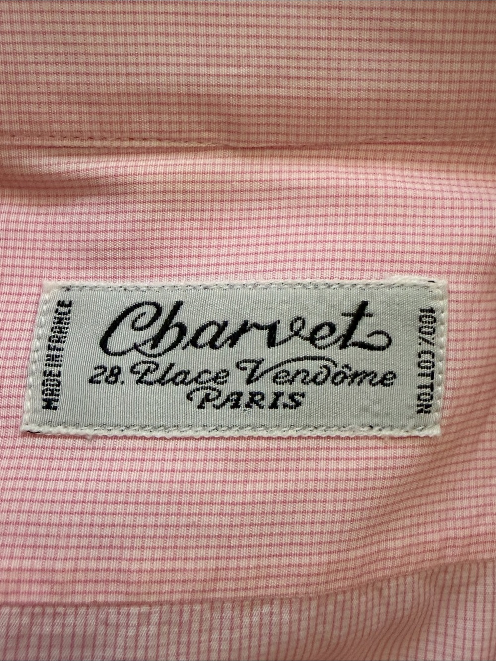 Charvet Dress Shirt, French Cuffs , Split Hem, Light Pink Check, MenM(39)15.5 - Picture 9 of 15